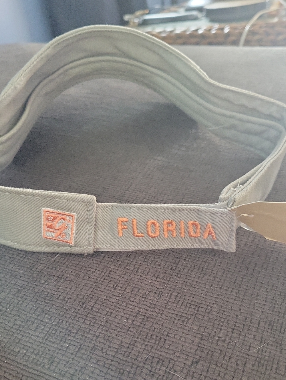 Key West Embroidered Visor - Light Gray with Coral Text - Picture 2 of 3